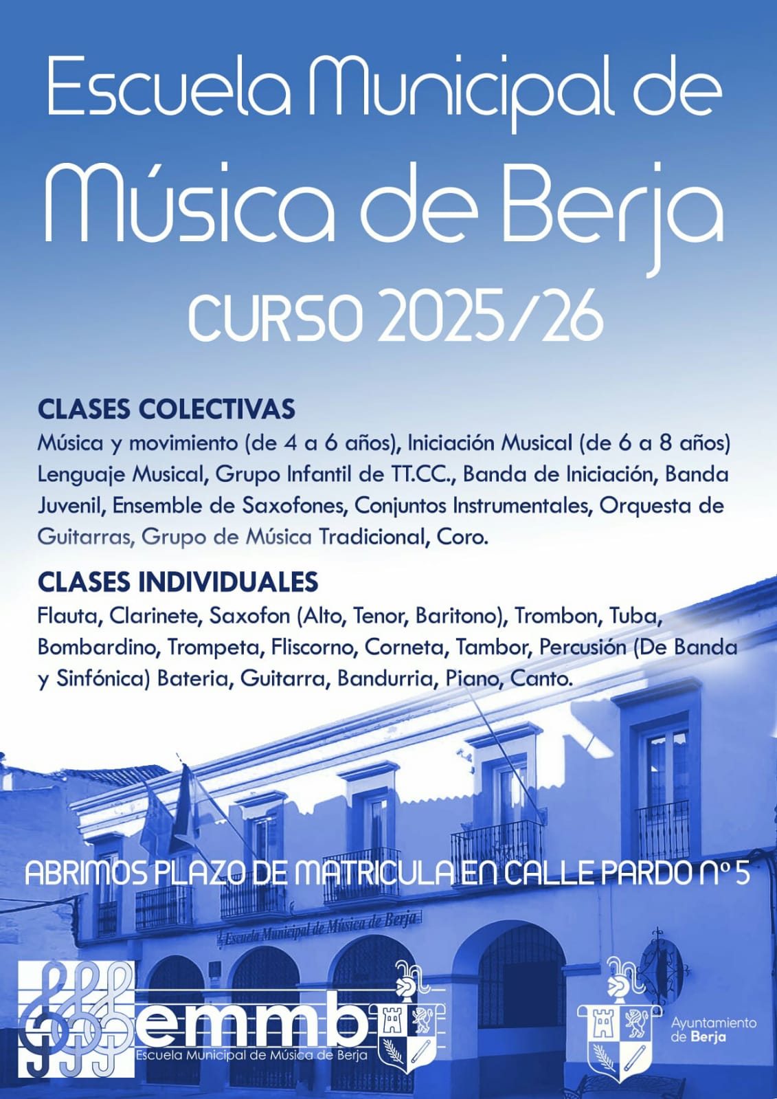 La Escuela Municipal de Música de Berja abre el plazo de matriculación para el curso 2025/26